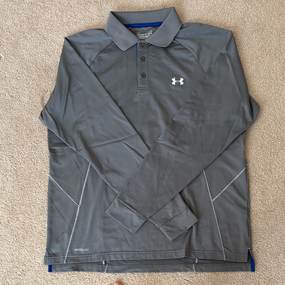 Under Armour Charcoal Gray Long-Sleeve Performance Polo
